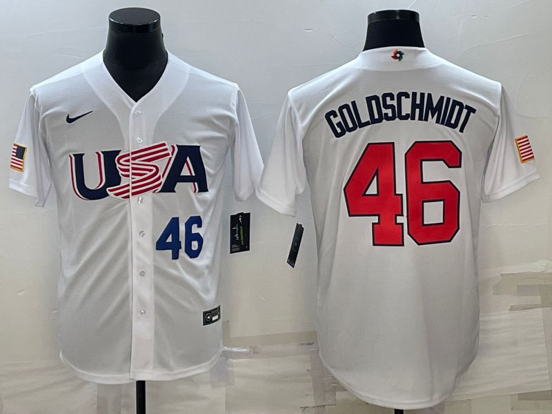 Men 2023 World Cub USA #46 Goldschmidt White Nike MLB Jersey